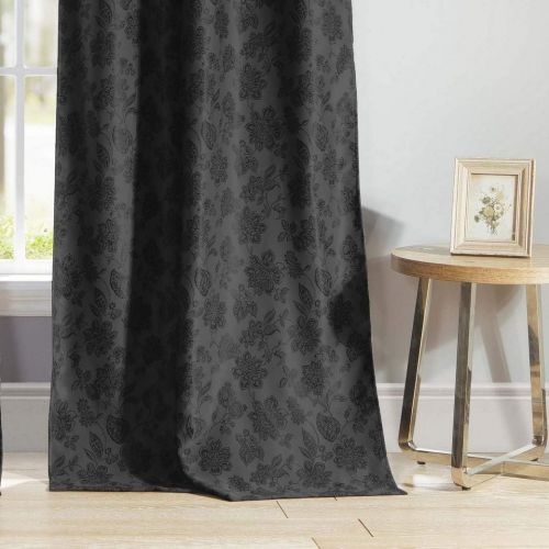  KELVIN - Aeryn Floral Blackout Darkening Window Curtain Set of 2 Panels, 54 x 84, Beige