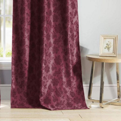  KELVIN - Aeryn Floral Blackout Darkening Window Curtain Set of 2 Panels, 54 x 84, Beige