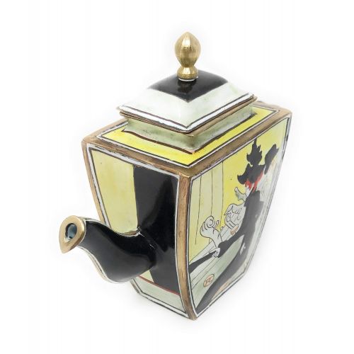  Kelvin Chen Toulouse-Lautrecs Japanese Settee Enameled Miniature Teapot, 4.5 Inches Long