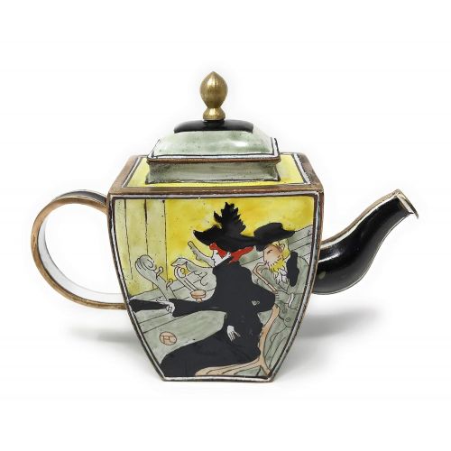  Kelvin Chen Toulouse-Lautrecs Japanese Settee Enameled Miniature Teapot, 4.5 Inches Long