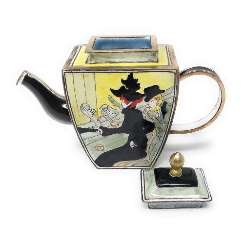  Kelvin Chen Toulouse-Lautrecs Japanese Settee Enameled Miniature Teapot, 4.5 Inches Long