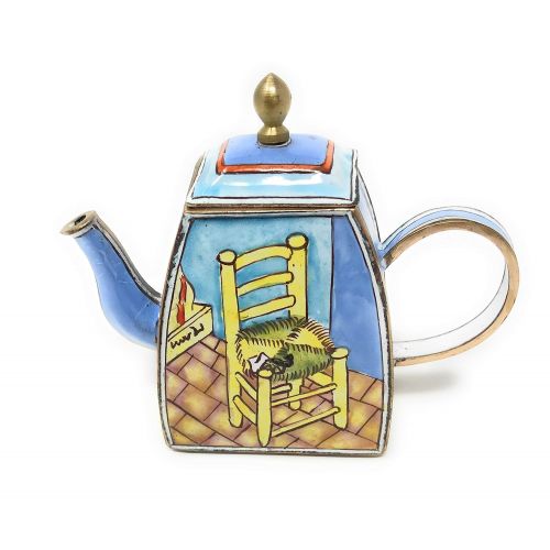  Kelvin Chen Van Gogh The Chair Enameled Miniature Teapot, 4 Inches Long