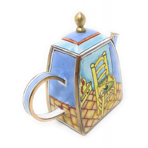  Kelvin Chen Van Gogh The Chair Enameled Miniature Teapot, 4 Inches Long