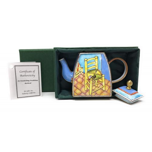  Kelvin Chen Van Gogh The Chair Enameled Miniature Teapot, 4 Inches Long