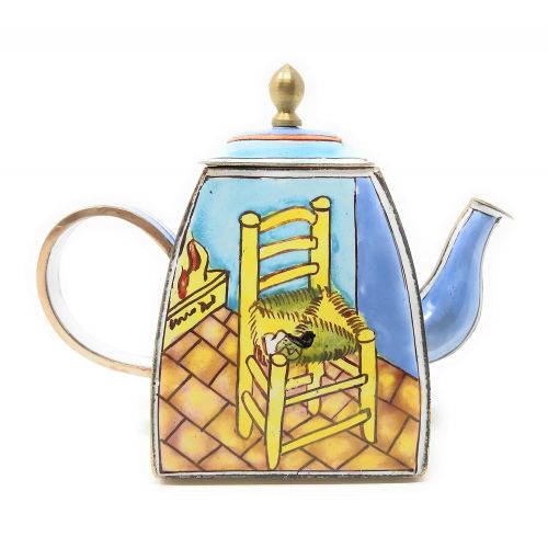  Kelvin Chen Van Gogh The Chair Enameled Miniature Teapot, 4 Inches Long