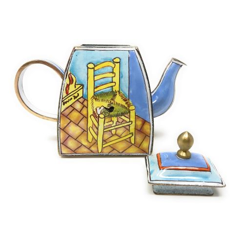  Kelvin Chen Van Gogh The Chair Enameled Miniature Teapot, 4 Inches Long