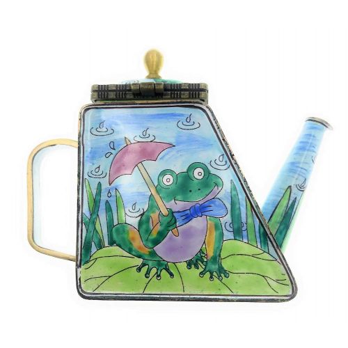  Kelvin Chen Enameled Miniature Tea Pot - Frog on Lily Pad