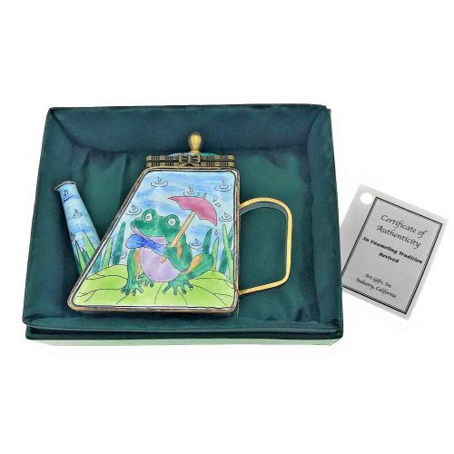  Kelvin Chen Enameled Miniature Tea Pot - Frog on Lily Pad