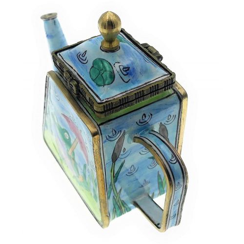  Kelvin Chen Enameled Miniature Tea Pot - Frog on Lily Pad