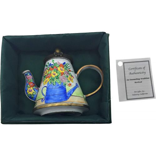  Kelvin Chen Enameled Miniature Tea Pot - Flowers in Watering Can