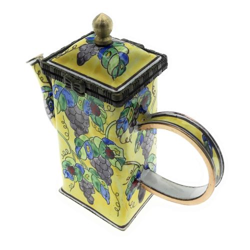  Kelvin Chen Enameled Miniature Tea Pot - Grapes & Ladybug