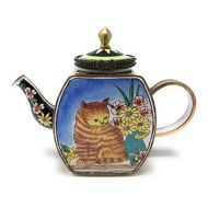 Kelvin Chen Enameled Miniature Tea Pot - Brown Cat