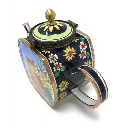  Kelvin Chen Enameled Miniature Tea Pot - Brown Cat