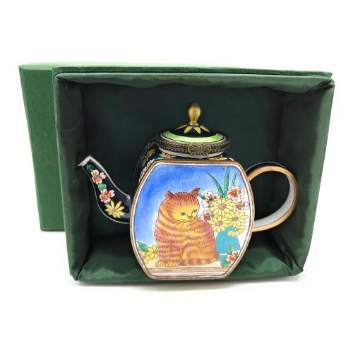  Kelvin Chen Enameled Miniature Tea Pot - Brown Cat
