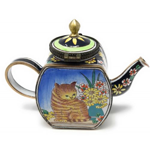  Kelvin Chen Enameled Miniature Tea Pot - Brown Cat