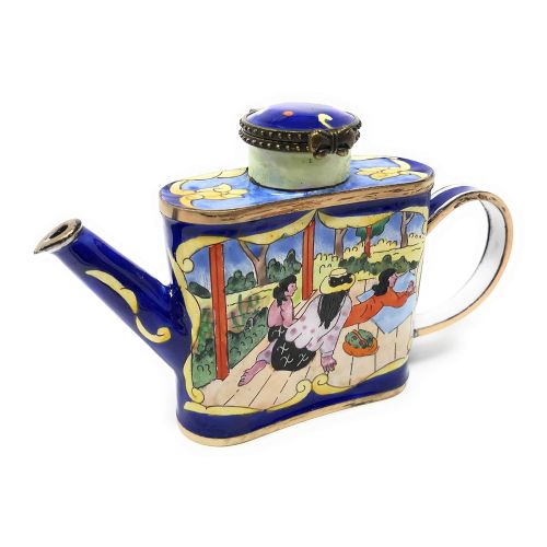  Kelvin Chen Gauguins Siesta Enameled Miniature Teapot with Hinged Lid, 4.5 Inches Long