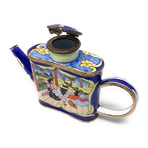  Kelvin Chen Gauguins Siesta Enameled Miniature Teapot with Hinged Lid, 4.5 Inches Long