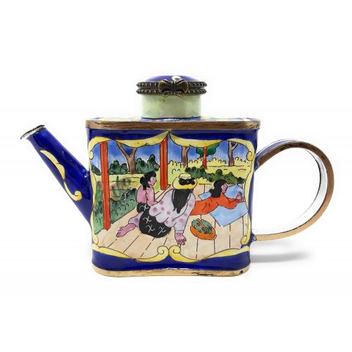  Kelvin Chen Gauguins Siesta Enameled Miniature Teapot with Hinged Lid, 4.5 Inches Long