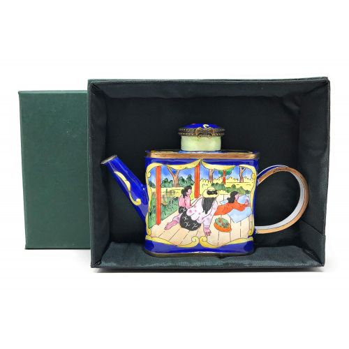  Kelvin Chen Gauguins Siesta Enameled Miniature Teapot with Hinged Lid, 4.5 Inches Long