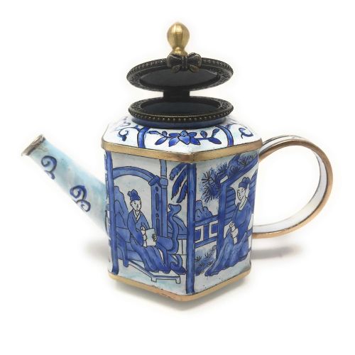  Kelvin Chen Enameled Miniature Tea Pot - Blue & White