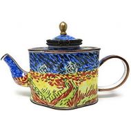 Kelvin Chen Vincent Van Gogh Wheat Field with Crows Enameled Miniature Teapot with Hinged Lid, 4.75 Inches Long