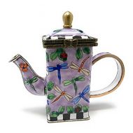 Kelvin Chen Dragonflies Enameled Miniature Hinged Lid Teapot, 3.5 Inches Tall