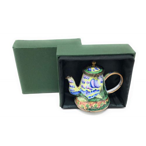  Kelvin Chen Van Gogh Wheat Field Enameled Miniature Teapot with Hinged Lid, 3.75 Inches Long