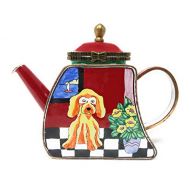 Kelvin Chen Puppy Dog Enameled Miniature Teapot with Hinged Lid, 4.25 Inches Long