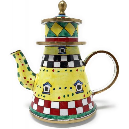  Kelvin Chen Colorful Whimsical Lighthouse Enameled Miniature Teapot, 3.75 Inches Long