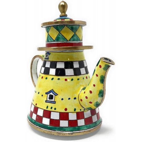  Kelvin Chen Colorful Whimsical Lighthouse Enameled Miniature Teapot, 3.75 Inches Long