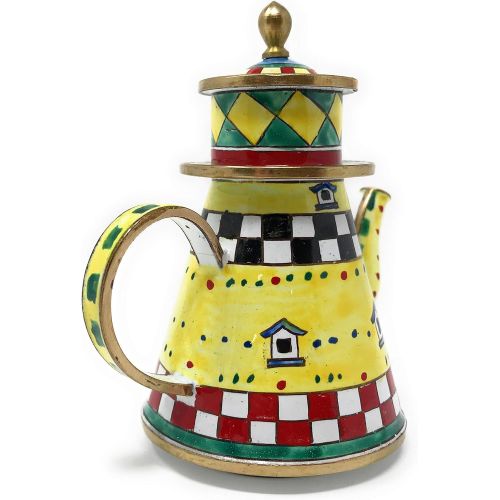  Kelvin Chen Colorful Whimsical Lighthouse Enameled Miniature Teapot, 3.75 Inches Long