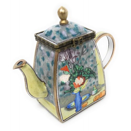  Kelvin Chen Cezannes The Blue Vase Enameled Miniature Teapot with Hinged Lid, 3.75 Inches Long