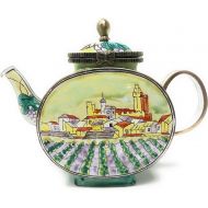 Kelvin Chen Vineyard Enameled Miniature Teapot with Hinged Lid, 4.25 Inches Long