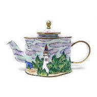 Kelvin Chen White Lighthouse Enameled Miniature Teapot, 4.75 Inches Long