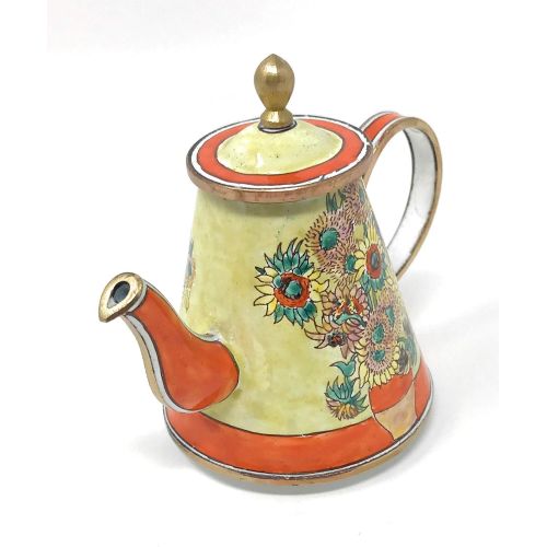  Kelvin Chen Van Gogh Sunflowers Enameled Miniature Teapot, 3.75 Inches Long