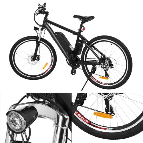  Kemanner 26 inch Electric Mountain Bike 21 Speed 36V 8A Lithium Battery Electric Bicycle for Adult (Black)