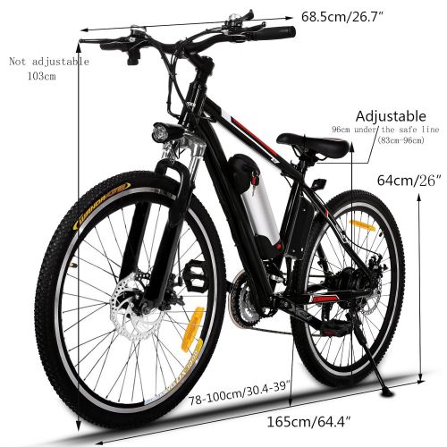  Kemanner 26 inch Electric Mountain Bike 21 Speed 36V 8A Lithium Battery Electric Bicycle for Adult (Black)