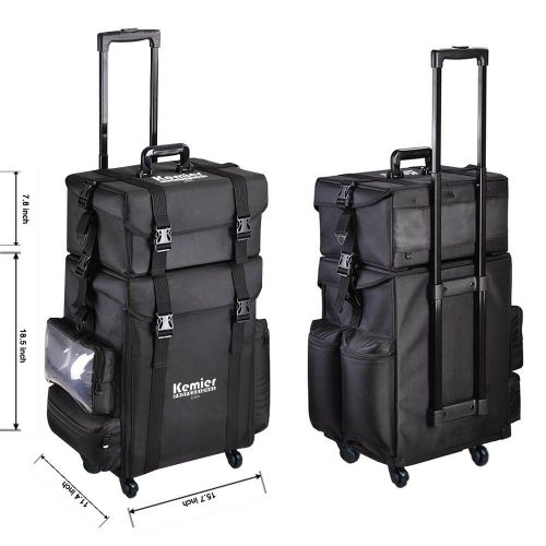  [아마존핫딜][아마존 핫딜] Kemier studio makeup case Omni-directional wheels 2 in 1 Professional Soft Sided,Removable,Artist Rolling Makeup Train Case,Cosmetic Organizer w/Storage Drawers