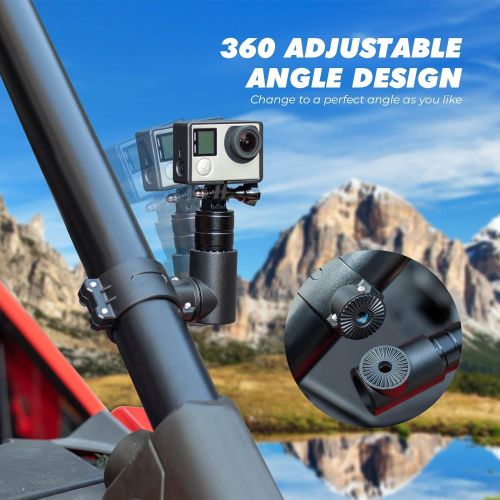  kemimoto UTV ATV Mount Compatible with GoPro for Roll Cage and Bars, 360° Rotaion Aluminum Action Camera Holder Compatible with 1.75-2 Roll Bar for Hero 9 8 7 6 5 4, SJ, DJL, Insta