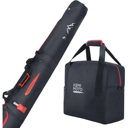  kemimoto Ski Bag and Boot Bags Combo,Snowboard Bag Padded Ski Bags for Air Travel,Snow Ski Bags Fit Skis Up to 200cm Ski Double Bag Large Opening Zipper Easy To Use for Men,Women,