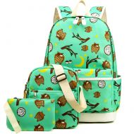 Kemy's Kemys Owl School Backpack for Girls Set 3 in 1 Cute Printed Bookbag 14inch Laptop School Bag for Girls Water Resistant Thanksgiving Day Christmas Gifts