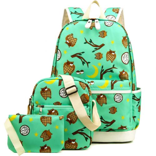  Kemy's Kemys Owl School Backpack for Girls Set 3 in 1 Cute Printed Bookbag 14inch Laptop School Bag for Girls Water Resistant Thanksgiving Day Christmas Gifts