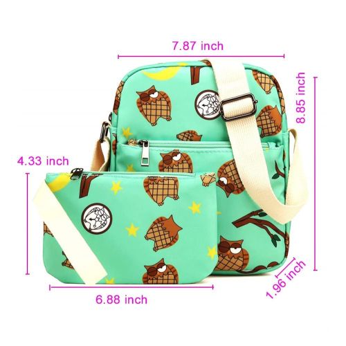  Kemy's Kemys Owl School Backpack for Girls Set 3 in 1 Cute Printed Bookbag 14inch Laptop School Bag for Girls Water Resistant Thanksgiving Day Christmas Gifts