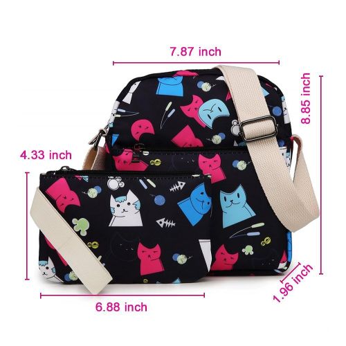  Kemy's Kemys Cat School Backpack for Girls Set 3 in 1 Cute Kitty Printed Bookbag 14inch Laptop School Bag for Girls Water Resistant Colorful Thanksgiving Day Christmas Gifts