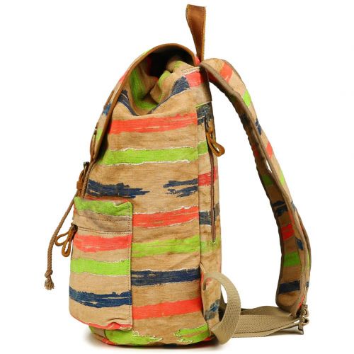  Kemy's Kemys Striped Canvas Backpack for Women Drawsting Daypack for Travel