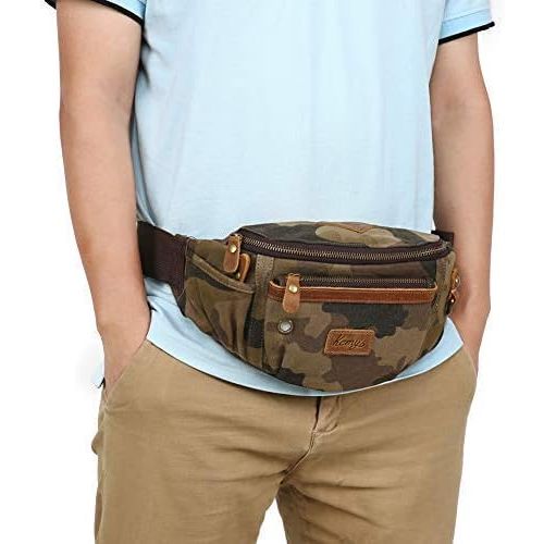  Kemys Fanny Pack for Men Canvas Travel Bum Bag Mens Waist Packs Belt Bags for Traveling
