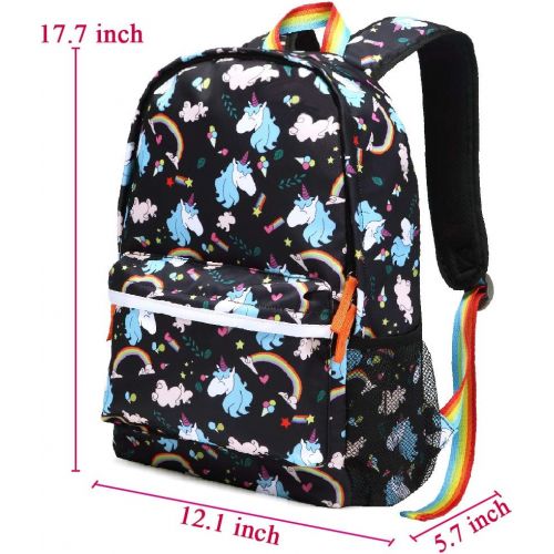  [아마존 핫딜]  [아마존핫딜]Kemys Unicorn Backpack for Girls School Bookbag 3 Pieces Cute Inicorn Rainbow Book Bags 14inch Laptop Bag for Girl, Black