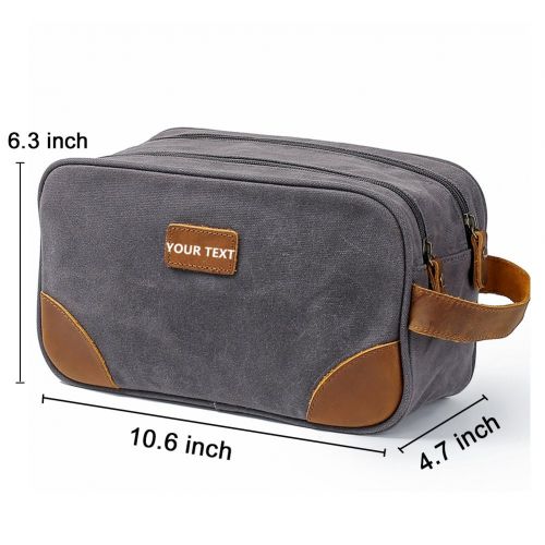  Kemys Mens Canvas Toiletry Bag Travel Bathroom Shaving Dopp Kit with Double Compartments, Unisex