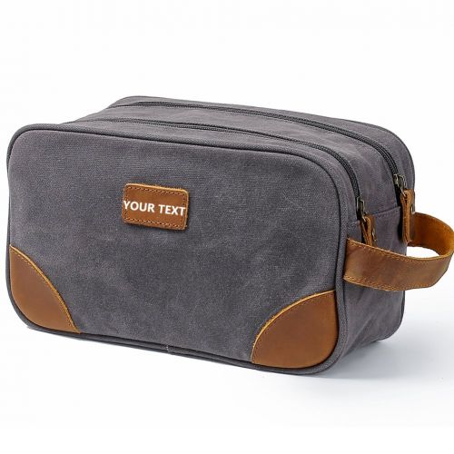  Kemys Mens Canvas Toiletry Bag Travel Bathroom Shaving Dopp Kit with Double Compartments, Unisex