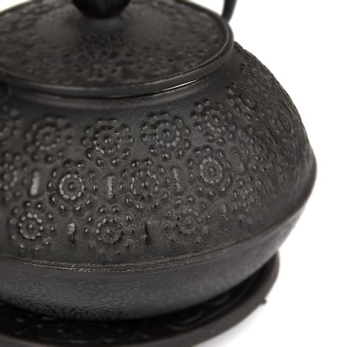  Kendal 6 piece Japanese Cast Iron Pot Tea Set Black w/Trivet (30 oz 900YH)